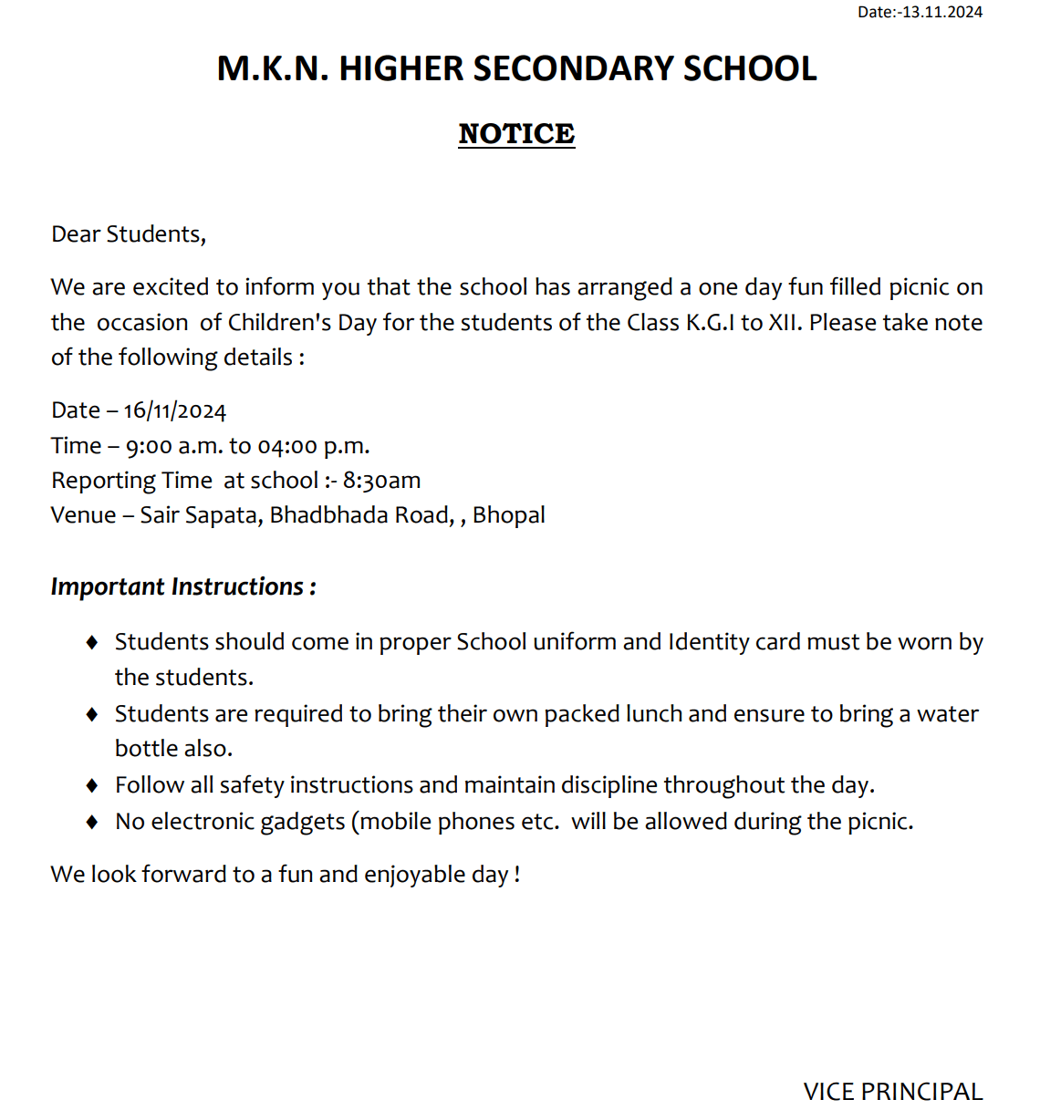 Notice for Picnic⛺