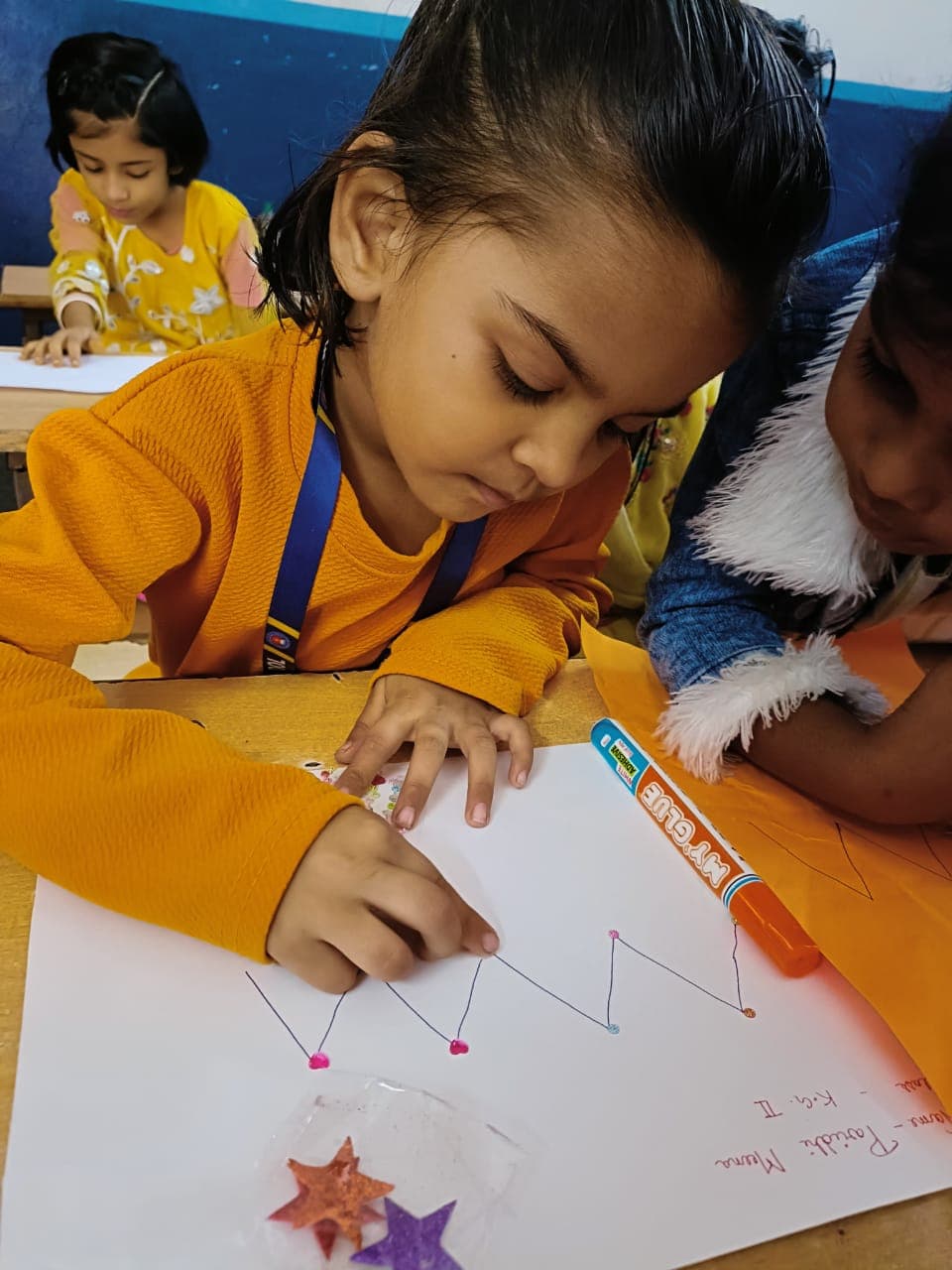 Button Art activity in pre primary section